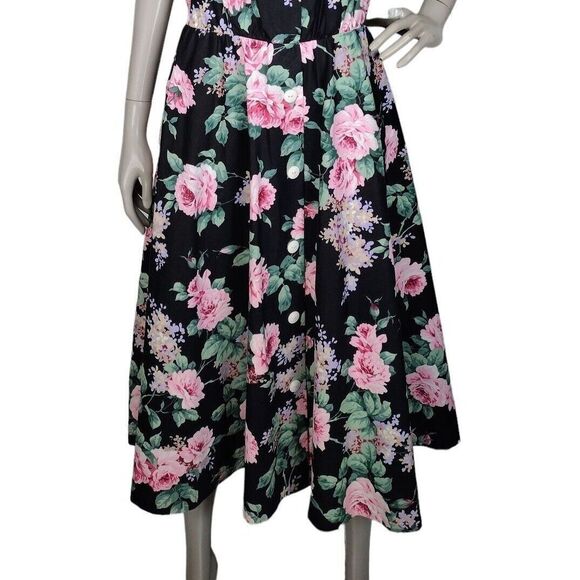 VTG Dark Cottagecore Romantic Sweet Floral Puff Sleeve Lolita Kawaii JSK Dress - Picture 5 of 9